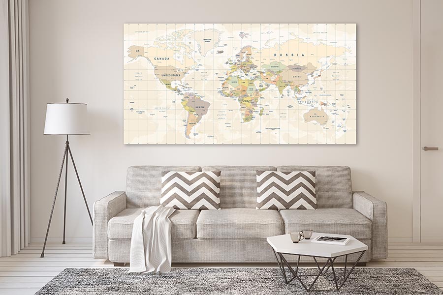 Obraz z mapą świata