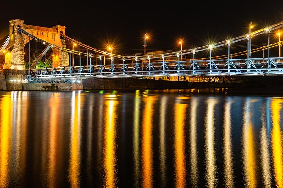 Wrocław, Most Grunwaldzki w nocy - obrazy, fototapety, plakaty