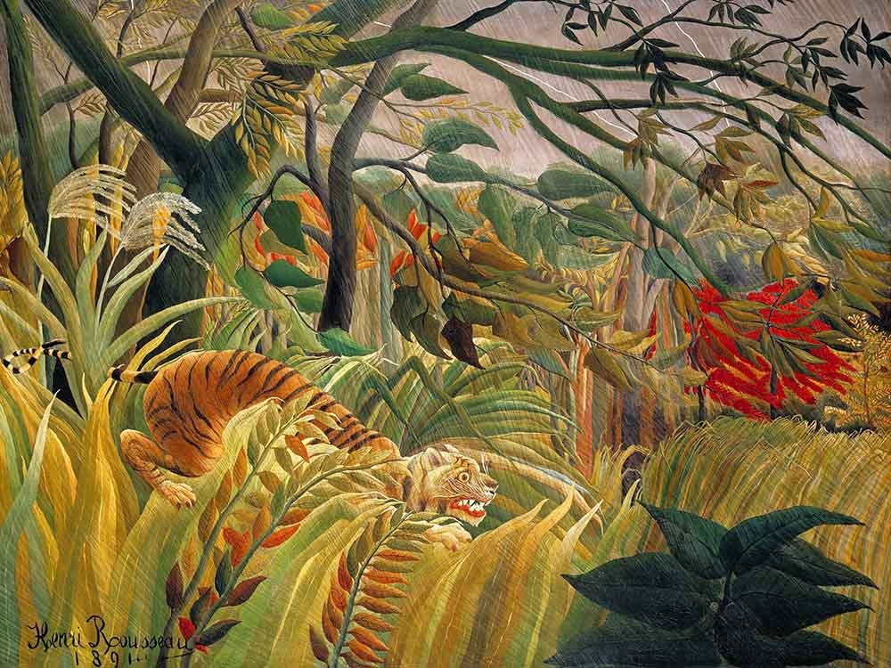 Tygrys podczas burzy tropikalnej Henri Rousseau, Reprodukcja - obrazy, fototapety, plakaty
