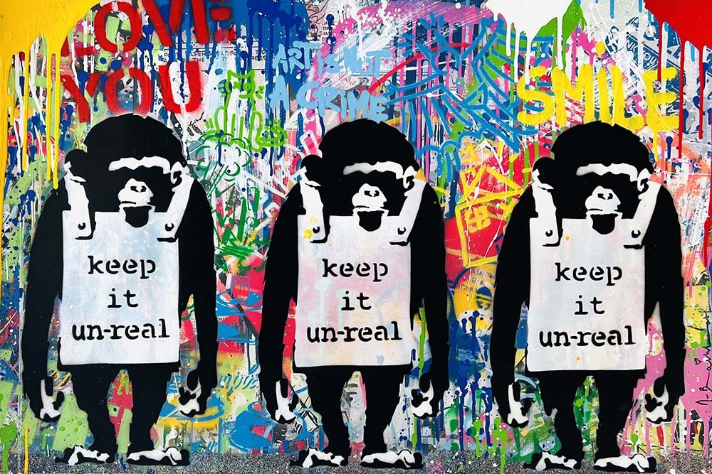 Banksy, Mr. Brainwash, Keep it un-real - obrazy, fototapety, plakaty