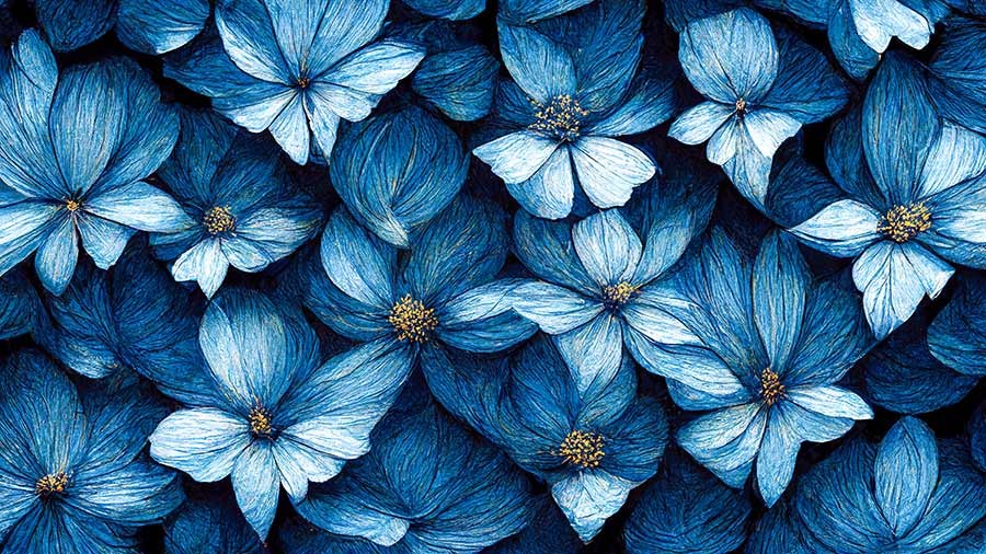 Fototapeta z niebieskimi kwiatami - obrazy, fototapety, plakaty
